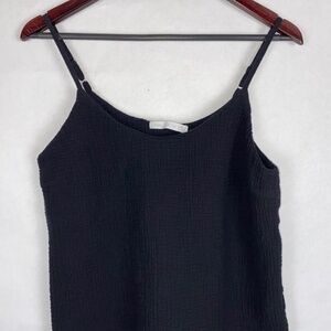 Park Adelyn Cotton Black Cropped Cami Spaghetti Strap Top size Large EUC